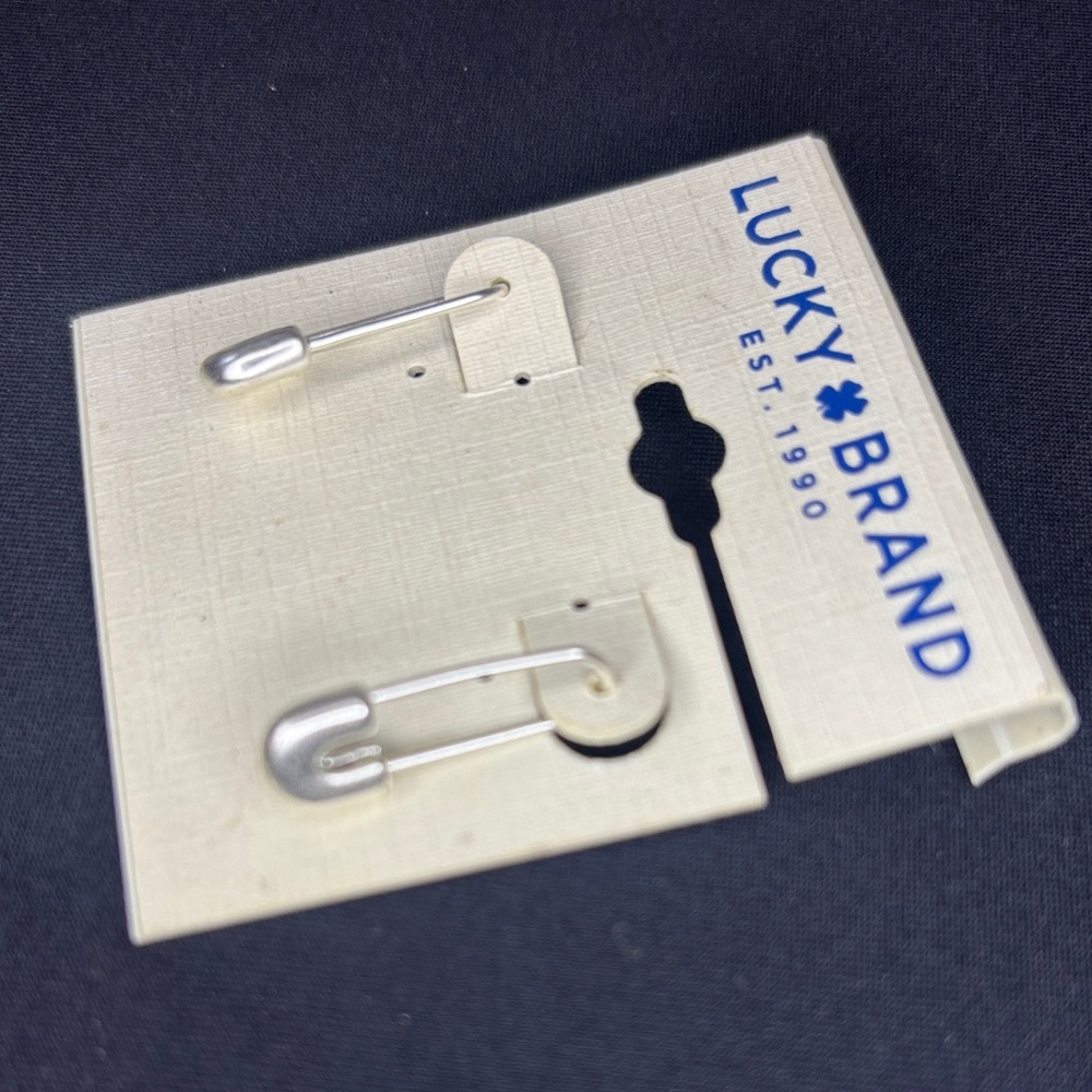 Lucky Brand Silver-Tone Safety Pin Earrings - Picture 3 of 3
